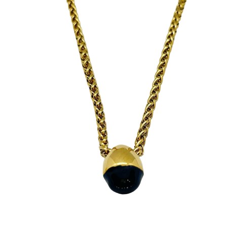 necklace steel chain wheat and steel gold and black egg1